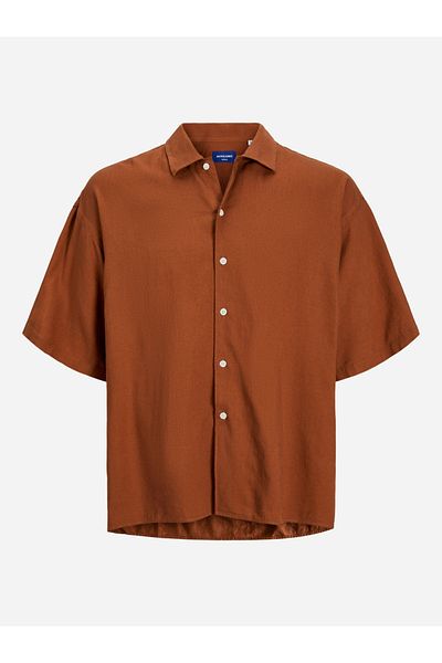Jack & Jones Solid Spread Collar Oversized Shirt