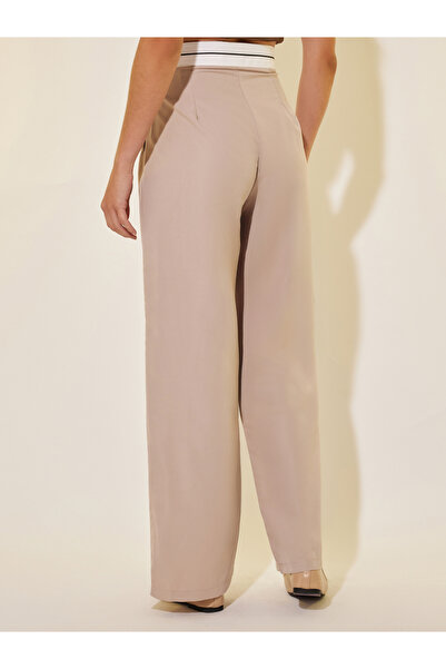 Take Two By Styli Solid Contrast Waistband Wide Leg Pants