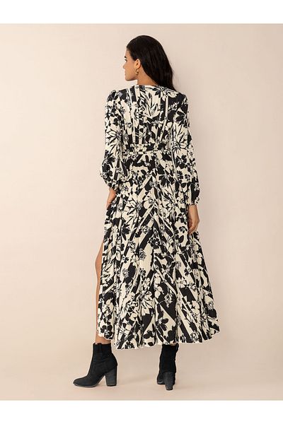 Russty Dustty By Styli Womens Allover Printed Drawstring Waist Long Sleeve Maxi Dress