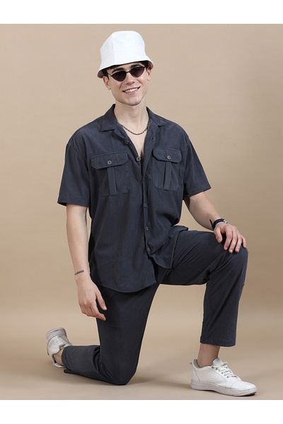 Bushirt By Styli Regular Fit Notch Label Shirt with Pants Co-Ords