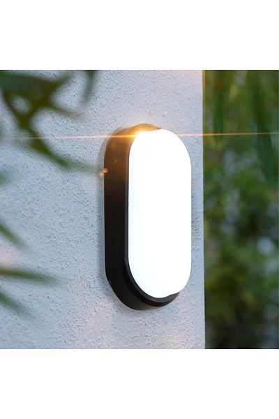 JOYINLED 12w Black Warm White 12w 15w Outdoor Led Wall Lamp Garden Porch Surface Mounted Oval Sconce Lighting