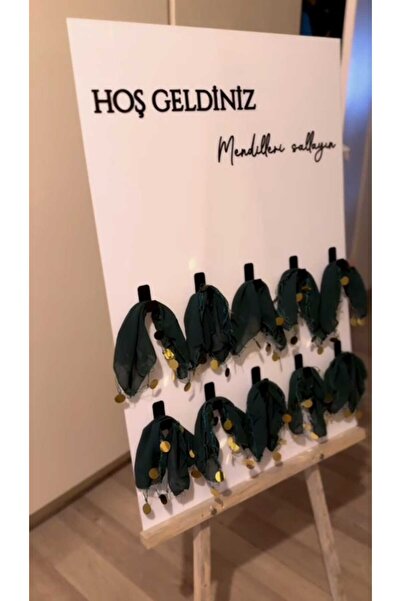 Yalova Design Halay Mendilli Karşılama Panosu 80 Cm( Yazı rengi ve mendil ren...