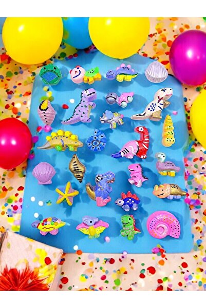 Stone Painting Event, 30 Pieces of Cute Dinosaurs and Crustacean Fossils, 9 Colors of Paint and Brush