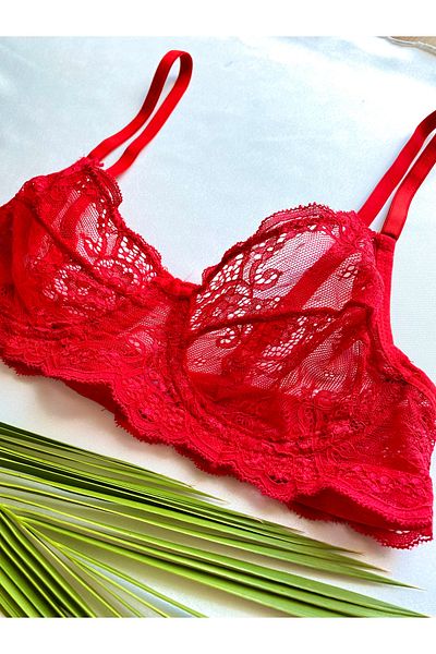 HERMANO Red Lace Bralet Set/Lingerie Set(Bra&Tanga)