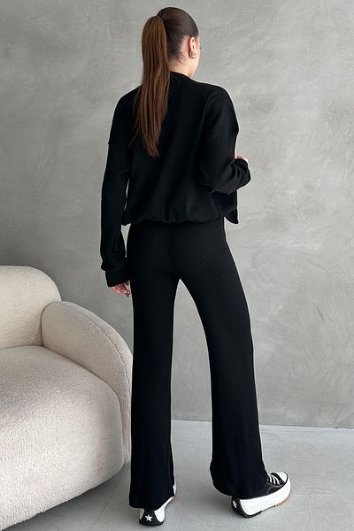 EYYE Black Camisole Pants Bomber Jacket Women's Bottom Top Set