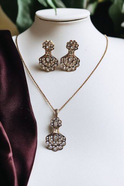 FAYRA ACCESSORIES مجموعة قلادة وأقراط سينسو