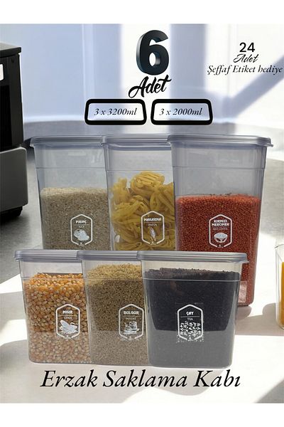 Dem Home Rectangular Erzak and Quotation Overlay Paper Cashier Set with 3200ml and 2000ml Labels