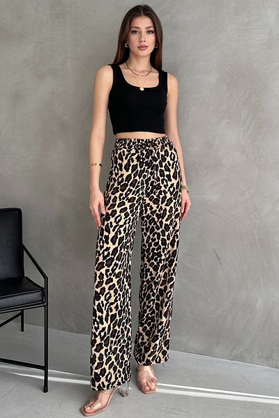 EYYE Leopard Patterned Wrap Fabric Trousers