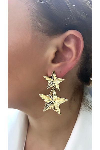VNS Accessories Double Star Earrings (5.5 cm)