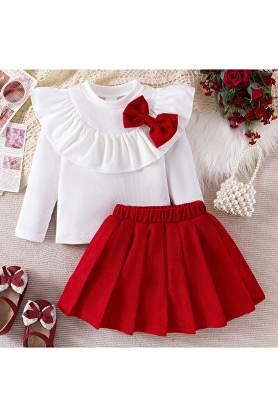 nannie Red and White Nuria Girls Outfit - 5-6 years