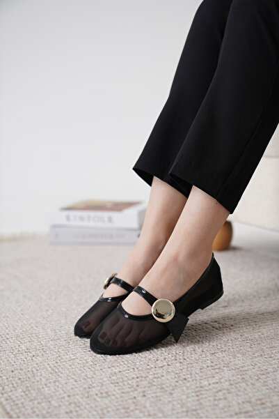 Cananın Pabuçları حذاء باليه جديد 5075 من القماش المسامي بإبزيم