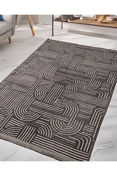 Saray Life Geometrik Desenli A kalite Pamuklu Kilim Halı Dokuma Tabanlı Salon...