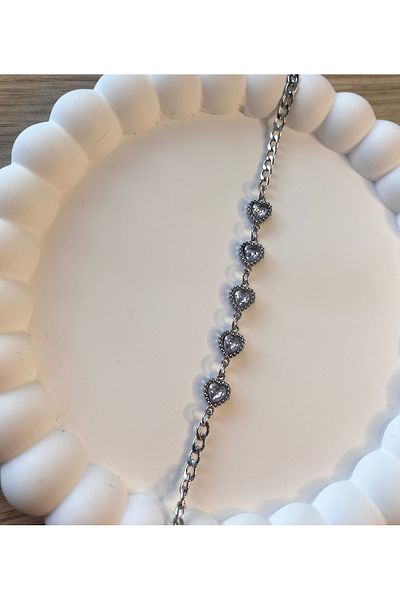 Mia Sequential Heart Detailed Steel Bracelet