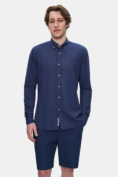 UCLA Cămașă pentru bărbați JACQUEZ, albastru bleumarin, broderie, cu potrivire standard