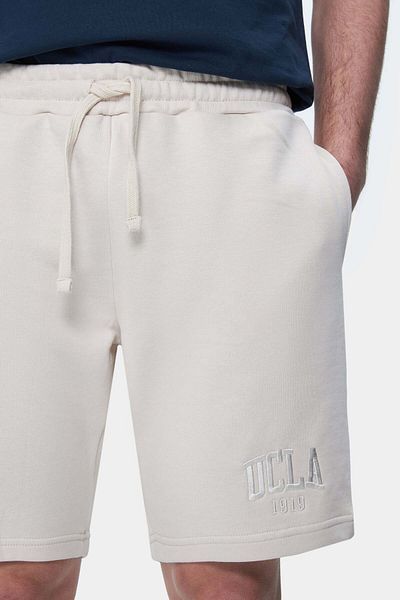 UCLA Pantaloni scurți tricotați pentru bărbați, cu broderie, cu culoarea osoasă Jarvis