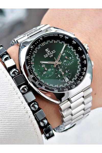 Reward Silver Color Large Case Sports Model Function Men's Wristwatch + Bracelet