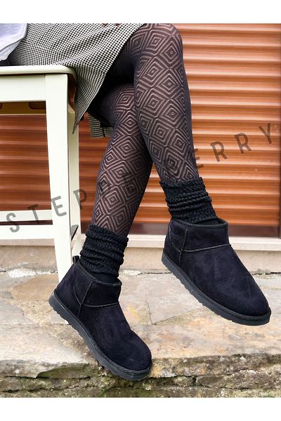 STEPPE BERRY 2 Pairs Women's Black Thin Slouchy Leggings Socks