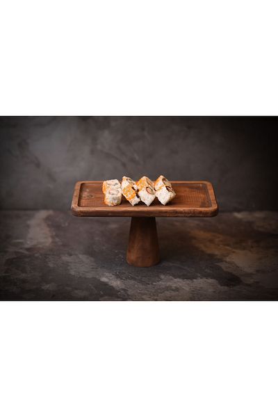 Rabo Craft Rectangular Scanning Wooden Cake Cake Stand, Wooden Pedestal Cake Stand, Presentation Stand, Cheese Plate