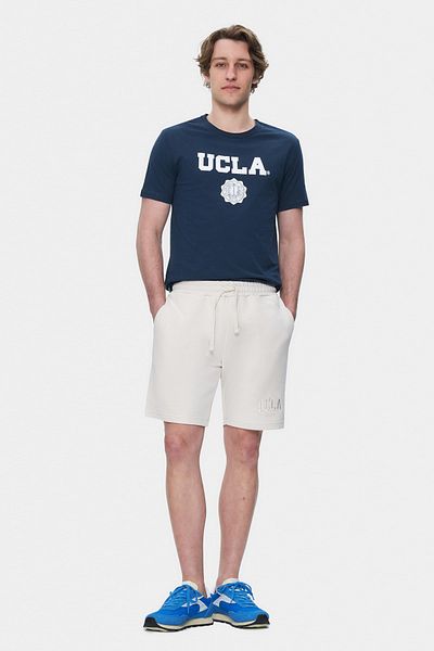 UCLA Pantaloni scurți tricotați pentru bărbați, cu broderie, cu culoarea osoasă Jarvis