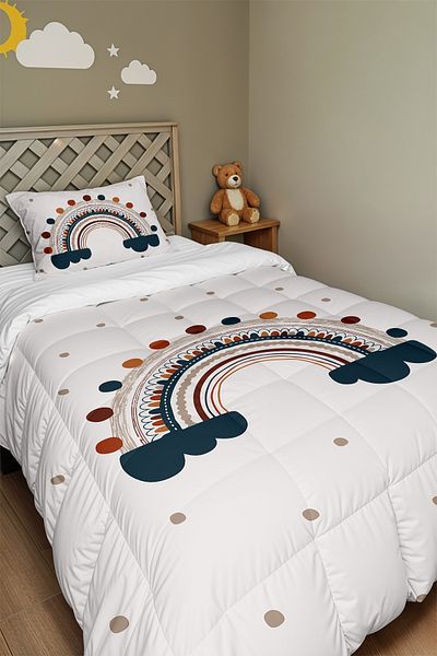 EVPANYA Polka Dot Rainbow Pattern Single Duvet and Pillowcase