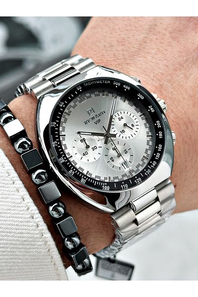 Reward Silver Color Large Case Sports Model Function Men's Wristwatch + Bracelet