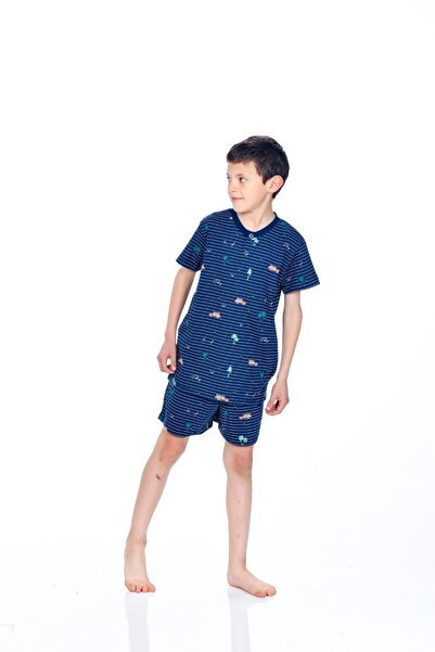 M MOONCOVER Mooncover Men's Summer Pajamas Short Sleeve and Shorts – Father-Son Matching Navy Blue