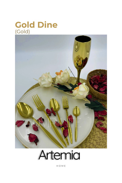 DMR LİFE Gold Dine Set of 6 Teaspoons |   Matte Gold |   18/10 Stainless Steel