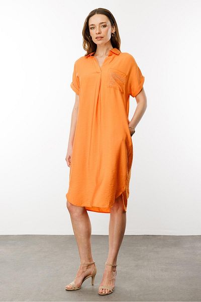 Desen Triko Oranjatical Akademy Women's Polo Collar Pocket with Chain Detail