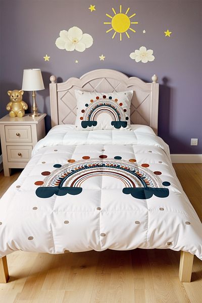 EVPANYA Polka Dot Rainbow Pattern Single Duvet and Pillowcase