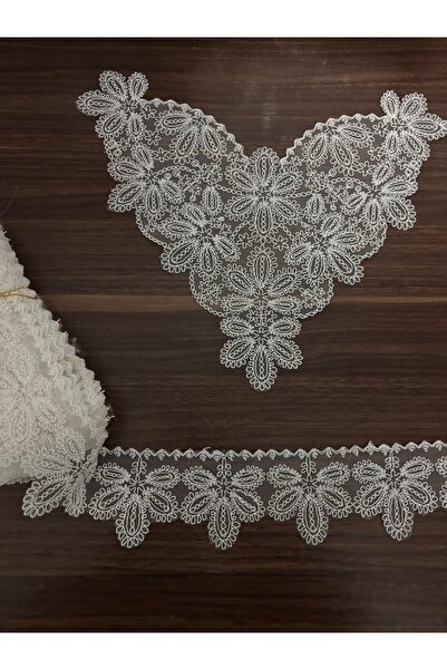 Butik Kortlu Güpür aplik takım 1 adet uç 4 adet kenarlık aplik imza tekstil u...