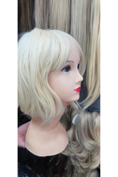 AKOLİFE Platin Kısa Perçemli Naturel Peruk - Gerçek Saç Dokusunda - Isıya Day...