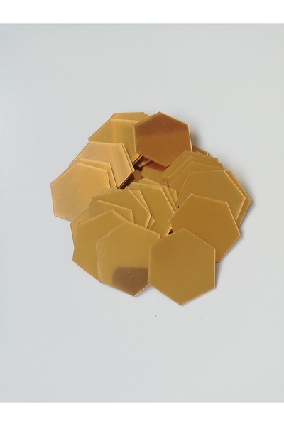 Doğan Decorative Adhesive Mirrored Plexiglass 6 cm Hexagon - 25 Pieces