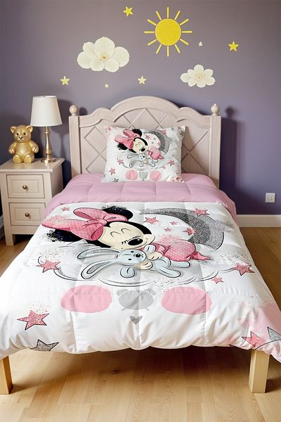 EVPANYA Sleeping Minnie Patterned Single Quilt and Pillowcase