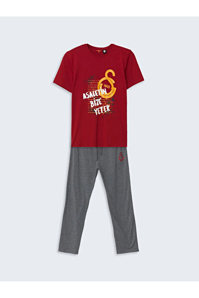 LC Waikiki Kırmızı Standart Kalıp Galatasaray Baskılı Erkek Pijama Takımı