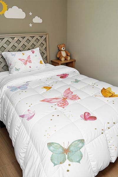 EVPANYA Butterfly Valley Patterned Single Duvet and Pillowcase