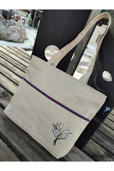 JANJAN Canvas Bag, Zippered, Front Pocket, Inner Pocket Canvas Tote Bag