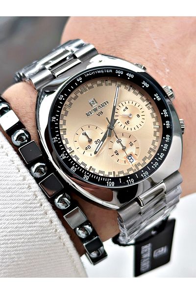Reward Silver Color Large Case Sports Model Function Men's Wristwatch + Bracelet