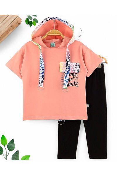 Ege Bebek Girl 6-7-8-9-10 Years Old Hooded Tights Summer Bottom Top Track Suit