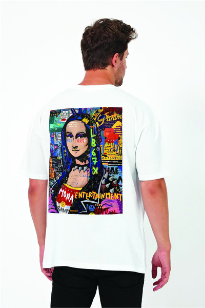 By Caspita Fashion Lenithra Mona Lisa Leđa Štampano Unisex Oversize kroj Bela...
