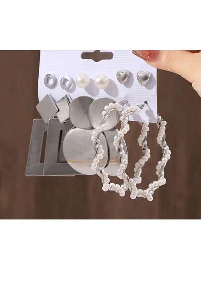 STEELMAKER JEWELRY 6 Pairs Punk Design Earrings