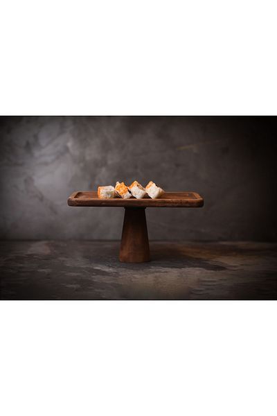 Rabo Craft Rectangular Scanning Wooden Cake Cake Stand, Wooden Pedestal Cake Stand, Presentation Stand, Cheese Plate