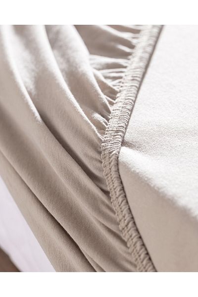 Madame Coco Valeria Bettlaken, elastisch, gekämmte Baumwolle, Kingsize, Dunkelbeige
