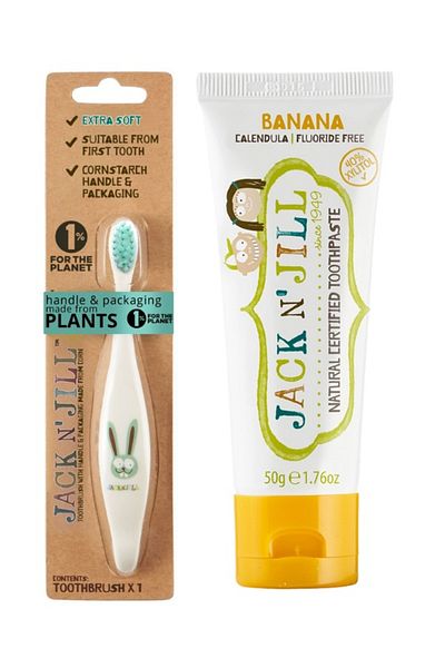 Jack N'Jill Jack N' Jill Natural Paste and Brush Set of 2 - Bunny-Banana
