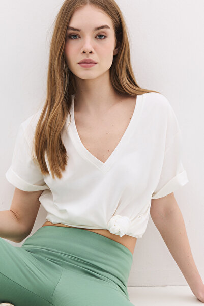 No Matter What Everday Cotton V-Neck Basic T-Shirt