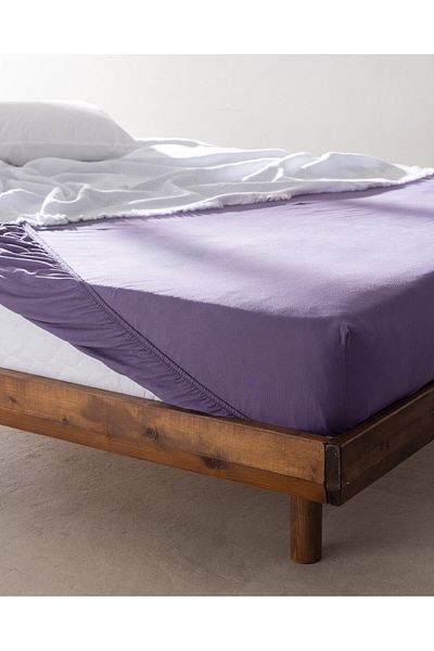 Madame Coco Valeria Bettlaken, King Size Plus, 100 % Baumwolle, elastisch, gekämmt, Violett