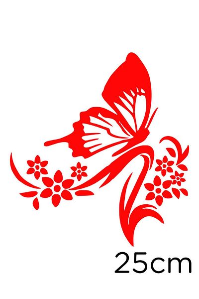 MIGNATIS Butterfly Sticker with Red Plants and Flowers Inside the Plant 25cm