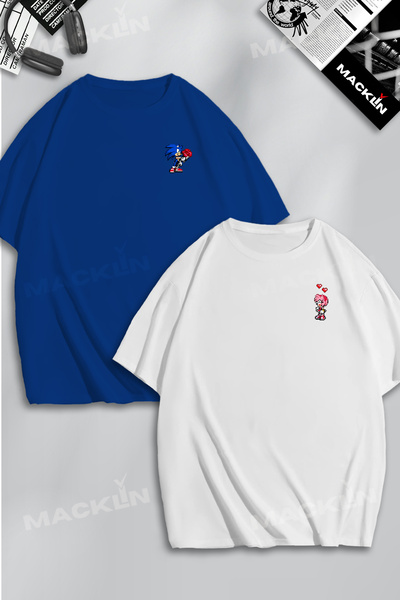 macklin Unisex majica za žene i muškarce Oversize kroj 2kom - Sonic & Amy pik...