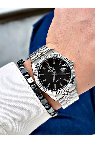 Reward Silver Color Mechanism Business Automatic Men's Wrist Watch + Bracelet