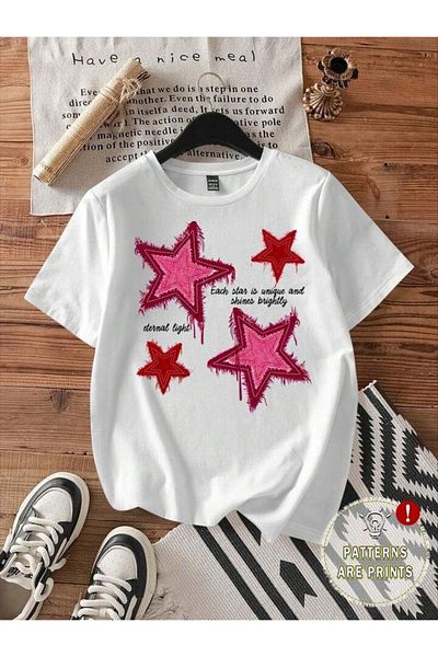 SEDA IŞIKLAR ΠΟΛΥΧΡΩΜΑ ΑΣΤΕΡΙΑ ΜΕ ΕΚΤΥΠΩΜΕΝΟ UNISEX OVERSIZE T-SHIRT