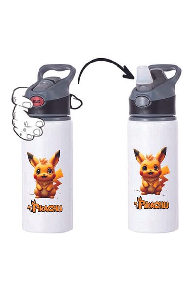 DKDZ SHOP Pikachu Printed Water Bottle with Straw -650Ml. - 002